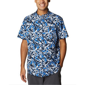 Columbia Men Rapid Rivers Printed Short Sleeve Shirt Leaf Camo Size XL